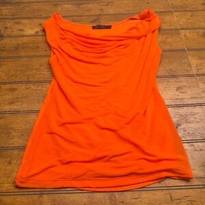 The Limited Orange Drape Neck Cap Sleeve Top Women Size Small